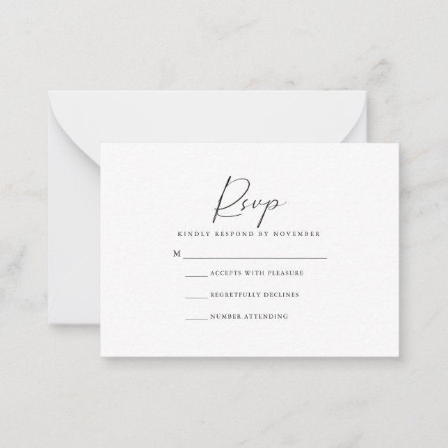 Pequeña Tarjeta RSVP de guión moderno (Anverso)