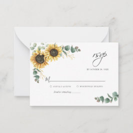 Pequeña Tarjeta RSVP de matrimonio floral de girasol Eucal