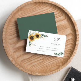 Pequeña Tarjeta RSVP de matrimonio floral de girasol Eucal