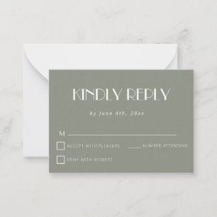 Pequeña Tarjeta RSVP de matrimonio simple con presupuesto 