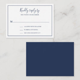 Pequeña Tarjeta RSVP de Mini Boda Azul de la Marina Tradic