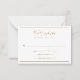 Pequeña Tarjeta RSVP de Mini Boda con elegancia Gold tradi