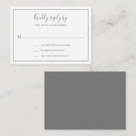 Pequeña Tarjeta RSVP de Mini Boda Gris Elegante Tradiciona