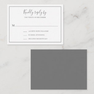 Pequeña Tarjeta RSVP de Mini Boda Gris Elegante Tradiciona