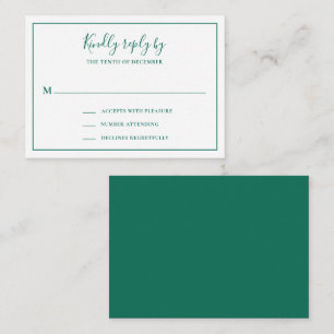 Pequeña Tarjeta RSVP de Mini Boda Verde Esmeralda Tradicio