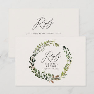 Pequeña Tarjeta RSVP de respuesta botánica a la boda elega