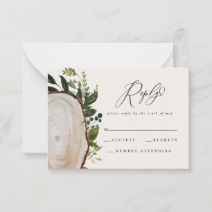 Pequeña tarjeta RSVP de respuesta de boda de acuarela rusa