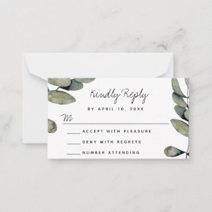 Pequeña Tarjeta RSVP de respuesta de Boda de color de agua
