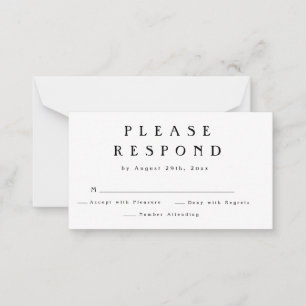 Pequeña Tarjeta RSVP de respuesta simple y moderna de Boda