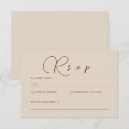 Pequeña Tarjeta RSVP de Terracotta Minimalista Beige