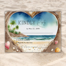 Pequeña Tarjeta RSVP de Watercolor Beach Ocean Tropical We