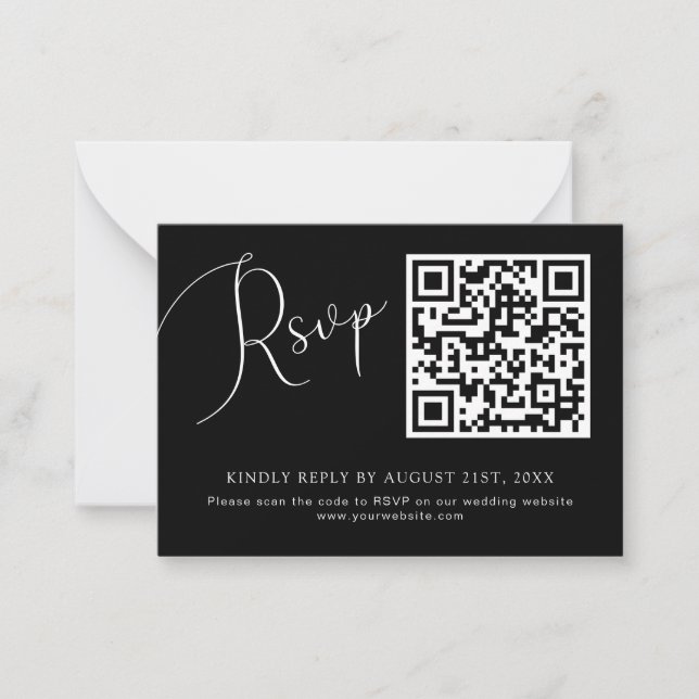 Pequeña Tarjeta RSVP del sitio web del Boda de código QR n (Anverso)