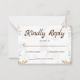 Pequeña Tarjeta RSVP floral blanca elegante simple RSVP