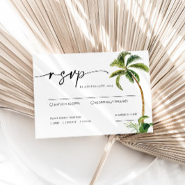 Pequeña Tarjeta RSVP para bodas de palmeras tropicales