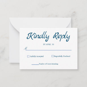 Pequeña Tarjeta RSVP Rústica Azul Elegante Tarjeta RSVP Si