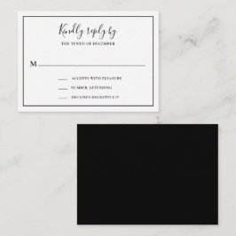 Pequeña Tarjeta RSVP tradicional de Mini Boda en Blanco y 