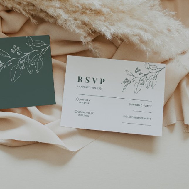 Pequeña Tarjeta RSVP Verde Floral Sage (Subido por el creador)