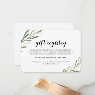 Pequeña Tarjeta Rustic Elegant Greenery Gift Registry
