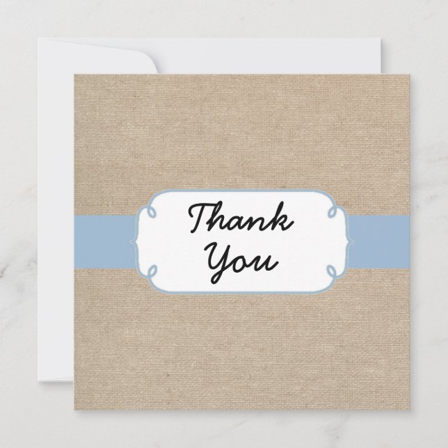 Pequeña Tarjeta Rustic Light Blue and Beige Burlap de agra (Anverso)