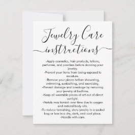 Pequeña Tarjeta simple de cuidado de joyas con escritura b