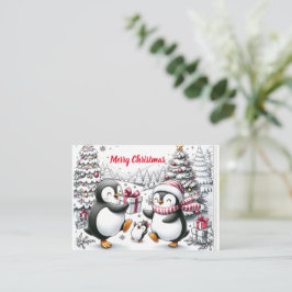 Pequeña Tarjeta simple de Navidad personal de familia ping