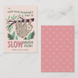 Pequeña Tarjeta Sloth Classroom Valentine Exchange Note