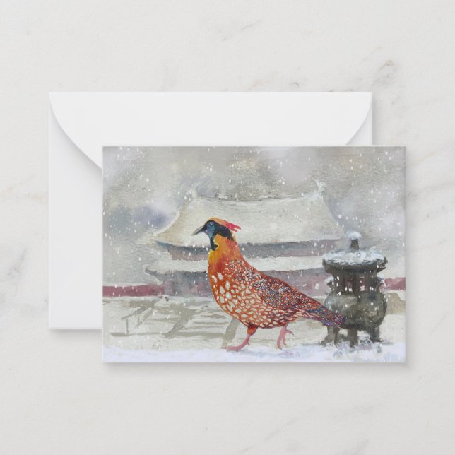 Pequeña Tarjeta Tragopan de Temminck (Anverso)