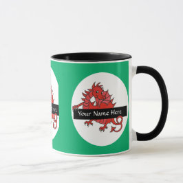 Pequeña taza de café de dragón rojo para personali