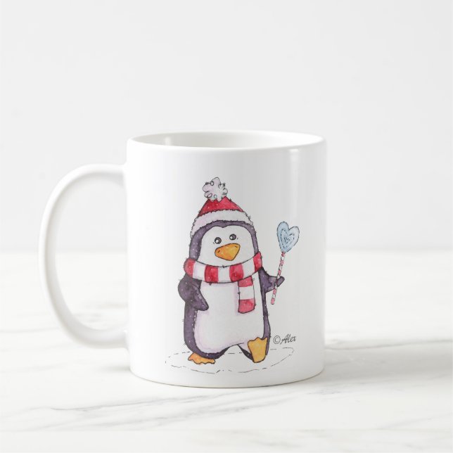Pequeña taza de café linda del pingüino (Izquierda)