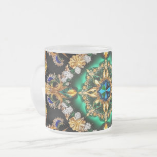 Pequeña taza de vidrio escarchada con colores bras