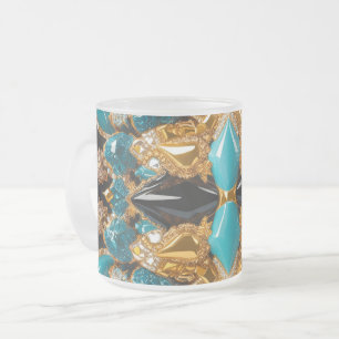 Pequeña taza de vidrio escarchada con colores de B