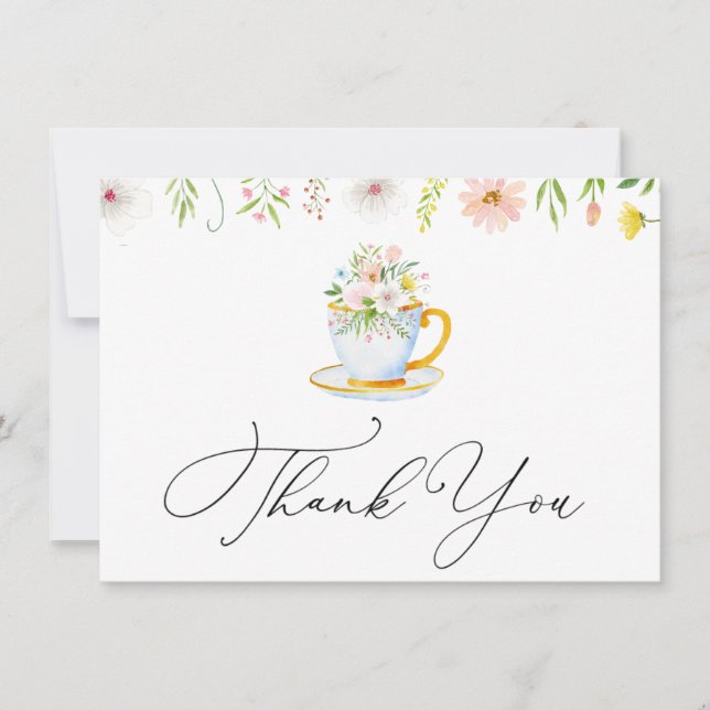 Pequeña Tea Time Whimsical Wildflower Gracias Tarjeta De N (Anverso)