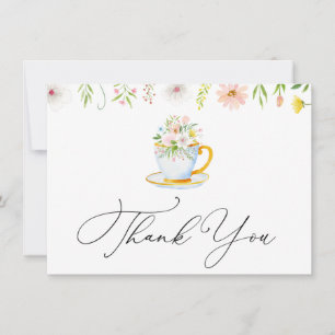 Pequeña Tea Time Whimsical Wildflower Gracias Tarjeta De N
