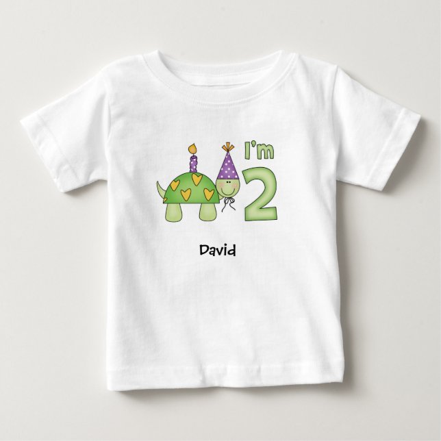 Pequeña tortuga 2º cumpleaños bebé camiseta (Anverso)