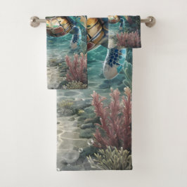 Pequeña tortuga marina explorando con su amiga.