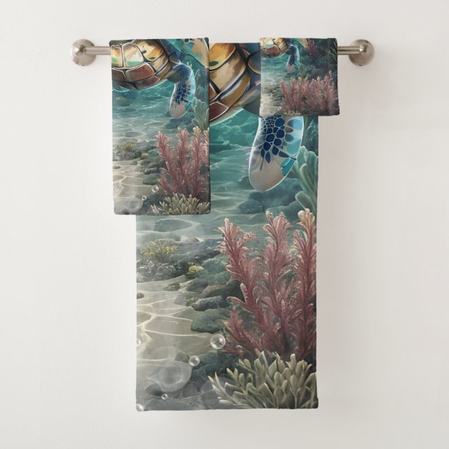 Pequeña tortuga marina explorando con su amiga. (In situ)