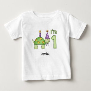 Pequeña tortuga primer cumpleaños bebé camiseta