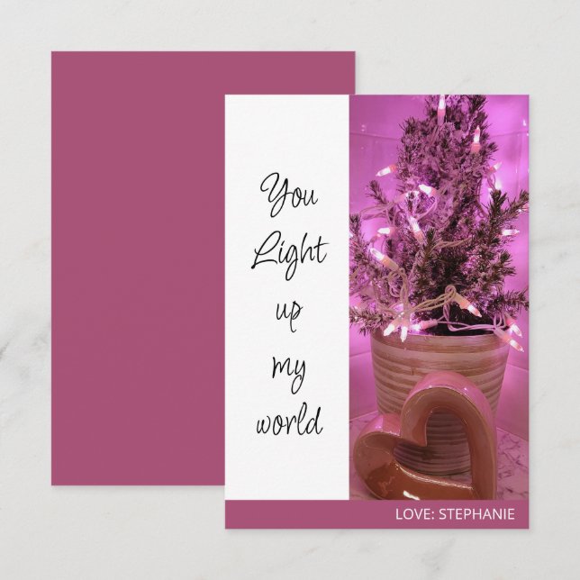 Pequeña Tú iluminas mi mundo tarjeta del día de San Valent (Anverso / Reverso)