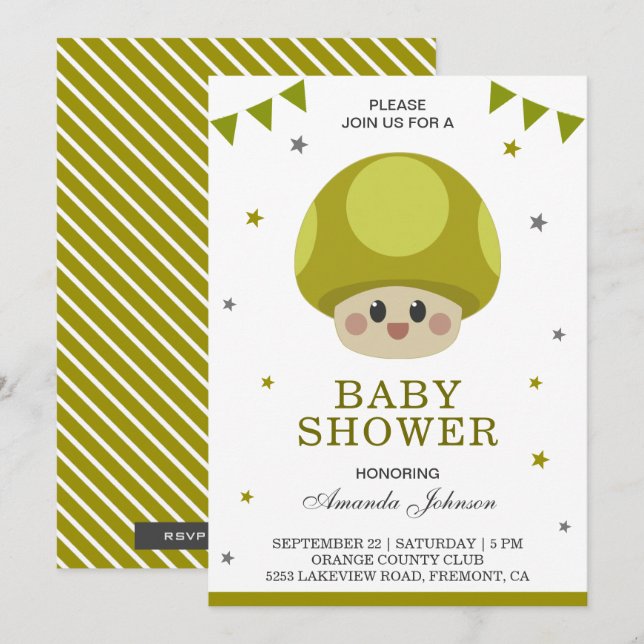 Pequeña y linda invitación a Baby Shower para hong (Anverso / Reverso)