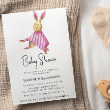 Pequeña y moderna ducha simple rosa Invitación