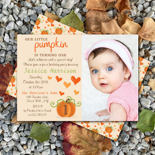 Pequeña y pequeña foto de calabaza invitaciones de
