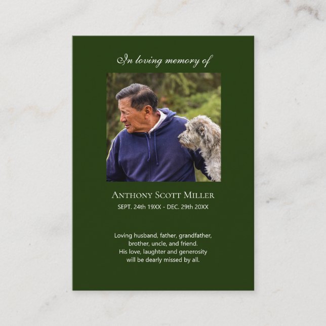 Pequeña y simple tarjeta de rezo para conmemoració (Anverso)