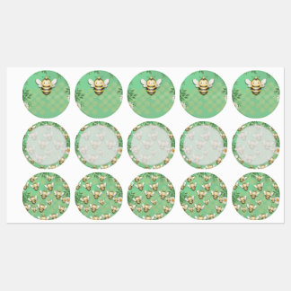 Pequeñas abejas zumban pegatinas de la etiqueta de