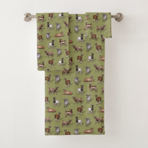 Pequeñas cabras en verde - Patrón de manada de cab