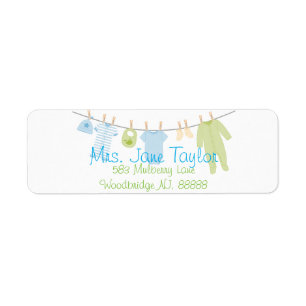 Pequeñas etiquetas azules y verdes de Baby Shower