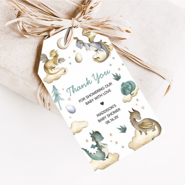 Pequeñas etiquetas Baby Shower Favor (A Little Dragon Baby Shower Favor Tags)