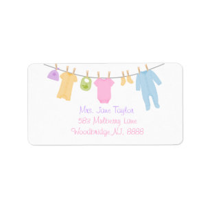 Pequeñas etiquetas del remite de Baby Shower de l