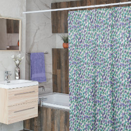 Pequeñas flores azules y verdes cortina de ducha