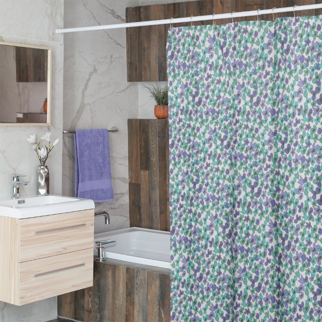 Pequeñas flores azules y verdes cortina de ducha (Subido por el creador)