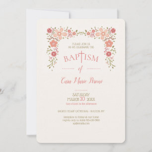 Pequeñas invitaciones al bautismo florals